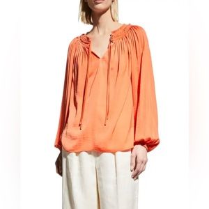 KOBI HALPERIN Alaina Pleated V-Neck Blouse EUC